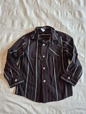 Healthtex boys 5T long sleeve button up shirt black, red, gray VGUC